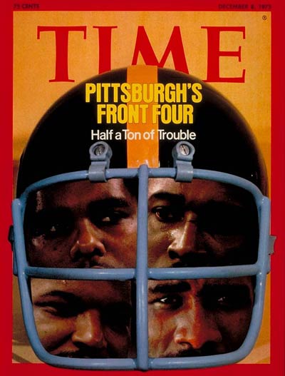 The Pittsburgh Steelers.  On cover: (L-R) L.C. Greenwood, Dwight White, Ernie Holmes and Joe Greene