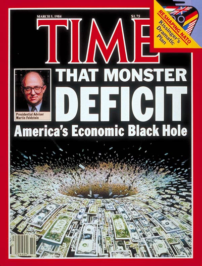 That Monster Deficit, America's Economic Black Hole' with presidential adviser Martin Feldstein. Photo Illustration by Wayne McLoughlin.