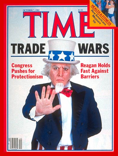 TIME Magazine Cover: Trade Wars: Congress vs. Ronald Reagan -- Oct. 7, 1985