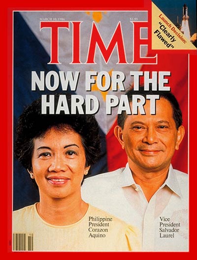 TIME Magazine Cover: Corazon Aquino & Salvador Laurel -- Mar. 10, 1986