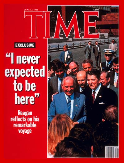 TIME Magazine Cover: Mikhail Gorbachev & Ronald Reagan -- June 13, 1988