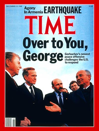 TIME Magazine Cover: Ronald Reagan, George Bush & Mikhail Gorbachev -- Dec. 19, 1988