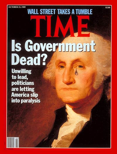 Is Government Dead? Portrait of George Washington from Scala/Art Resource, NY; teardrop from Tim O'Brien