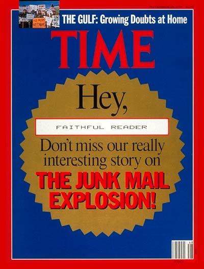 TIME Magazine Cover: The Junk Mail Explosion -- Nov. 26, 1990