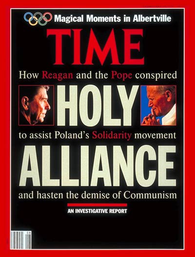 TIME Magazine Cover: Ronald Reagan & Pope John Paul II -- Feb. 24, 1992
