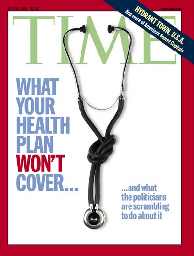 Knotted stethoscope used to symbolize problems in the health care industry.