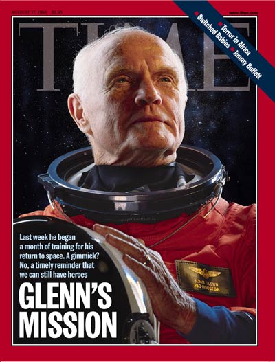 77-yr old astronaut, Ohio Sen. John Glenn.