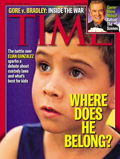 Controversial Cuban refugee child, Elian Gonzalez; from Universal Studios Escape/Reuters. Inset: Regis Philbin by Bob D'Amico/ABC