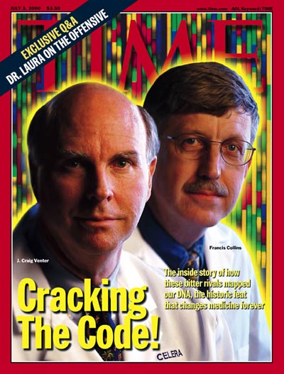 TIME Magazine Cover: J. Craig Venter & Dr.  Francis Collins -- July 3, 2000