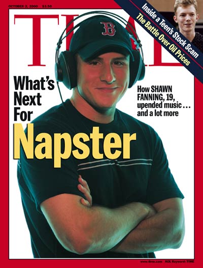 Shawn Fanning, founder of the Internet music sharing technology called Napster. Inset: 15 year old computer scammer Jonathan Lebed by Noah Addis/Star Ledger.