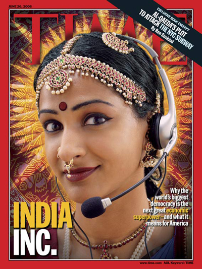 Picture of an Indian woman wearing a phone headset