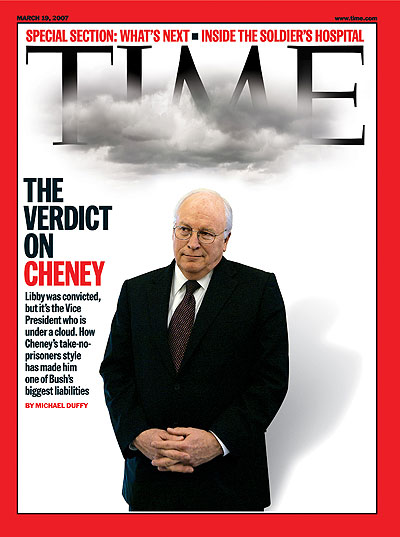 Vice President Dick Cheney standing under a grey cloud