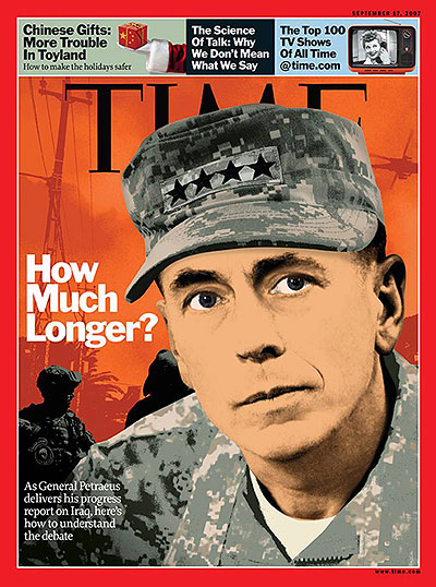 Colorized close up photo of General Petraeus