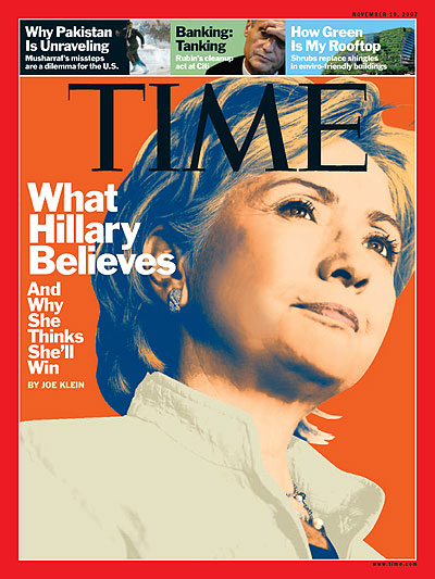 Saturated photo of Hillary Clinton, Photo-Illustration by John Ritter for TIME, from photograph by Brooks Kraft