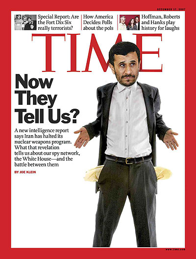 Photo/Illustration of Ahmedinejad with his empty pockets out. Head: Hasan Jamali/AP. Body: Reflex Stock. Shirt: Jonathan Kantor/Getty