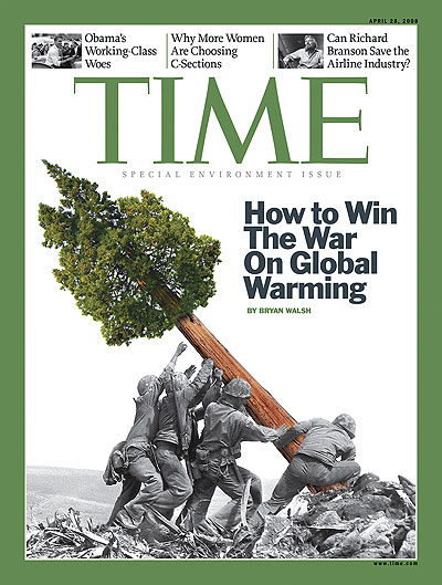 An Iwo Jima photo with a giant redwood instead of a flag. Photo-Illustration for TIME by Arthur Hochstein, including an Iwo Jima photograph by Joe Rosenthal-AP