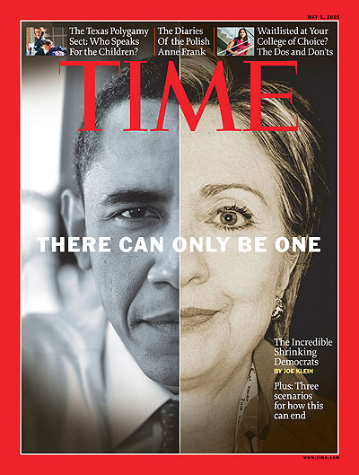 A split black and white photo of Barack Obama and Hillary Clinton. Photo-Illustration inspired by the 2008 NBA Playoffs ad campaign. Obama: Callie Shell/Aurora for TIME. Clinton: Damon Winter/ The New York Times/Redux