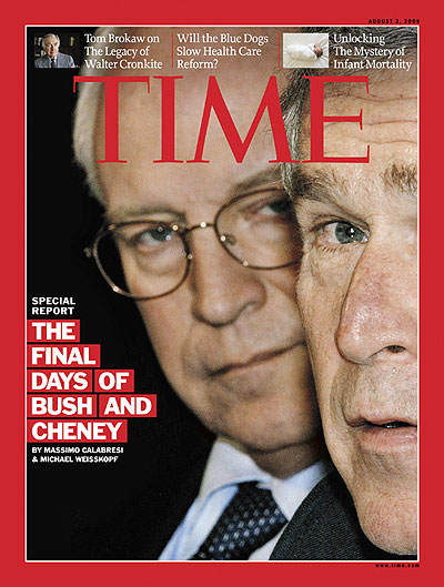 Close-up of George W. Bush and Dick Cheney