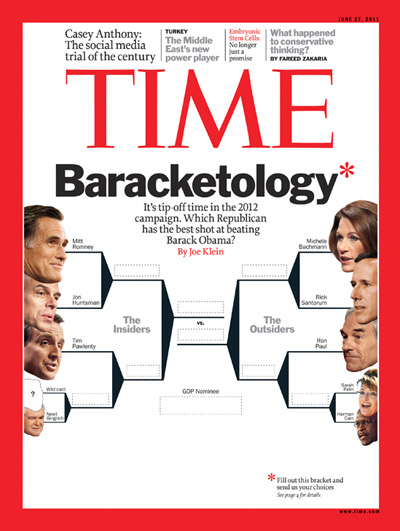 Illustration of a bracket to choose the Republican presidential candidate to face Barack Obama