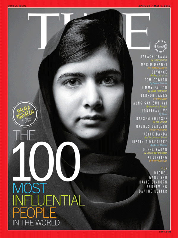 Malala Yousafzai, Jay Z, Li Na, Elon Musk, Jennifer Lawrence, Aamir Khan, Rand Paul
