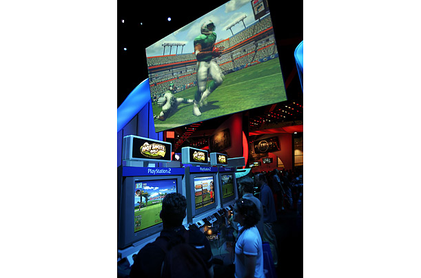 Gamers play the immensely popular Madden NFL, which debuted in 1988, at a gaming convention in Los Angles.

