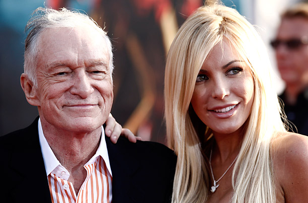 Hugh Hefner and Crystal Harris in Los Angeles on January 10, 2011. Hefner announced his engagement to Harris had ended in a message on his Twitter feed which read: 