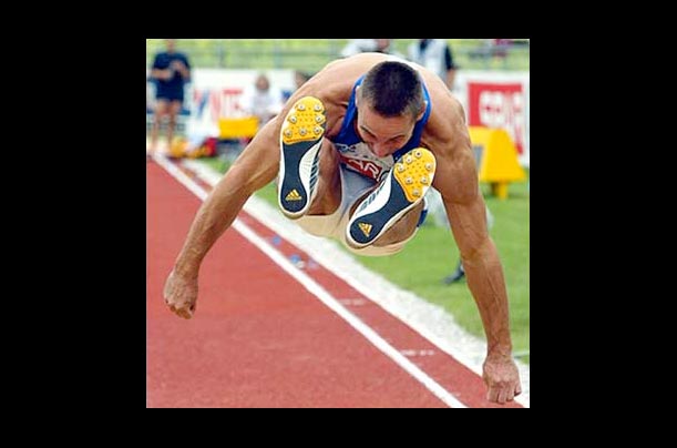 The Czech Republic's Roman Sebrle in action during the long jump event of the decathlon at the European Athletics Championships in Munich, Germany