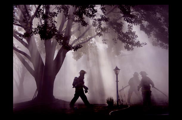 firefighters from grad chute and town of menasha battle house fire in wisconsin