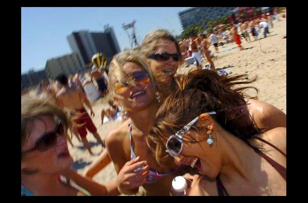 Students on the beach at South Padre Island Texas during Spring Break
