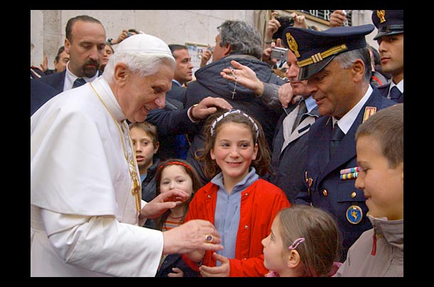 Pope Benedict XVI leaves his residence in Rome