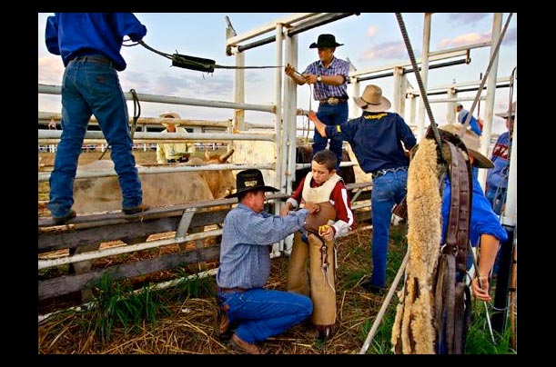 ben fishlock, the world's youngest bull rider, prepares for a rodeo in australia