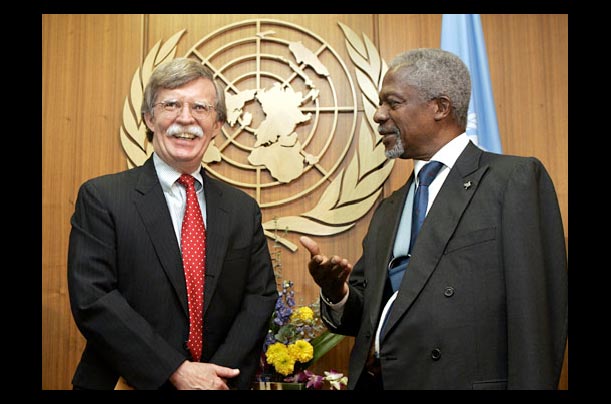 U.S. Ambassador to the U.N., John Bolton, meets with U.N Secretary General Kofi Annan