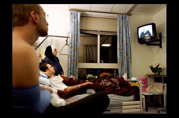 Jordanians wounded in suicide bombings in Amman watch a broadcast of the confession of Sajida Mubarak Atrous al-Rishawi Jordanians wounded in suicide bombings in Amman watch a broadcast of the confession of Sajida Mubarak Atrous al-Rishawi