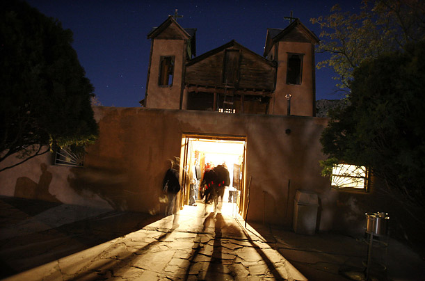 Pilgrims journey to the Santuario de Chimayo in Chimayo, New Mexico, to celebrate the death of Jesus.