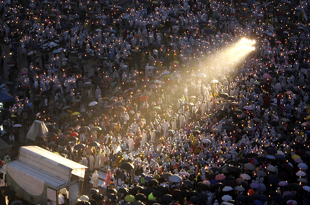 Roman Catholics and workers from the Korean Confederation of Trade Unions  protest the importation of U.S. beef in front of City Hall in Seoul, South Korea.