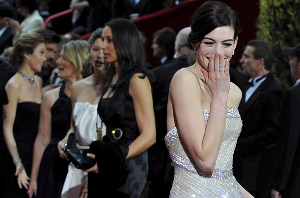 Anne Hathaway arrives for the 81st Annual Academy Awards at the Kodak Theatre in Hollywood, California.


