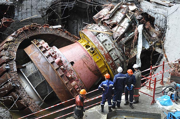 Rescuers look for missing people at the Sayano-Shushenskaya hydroelectric power plant after it exploded.