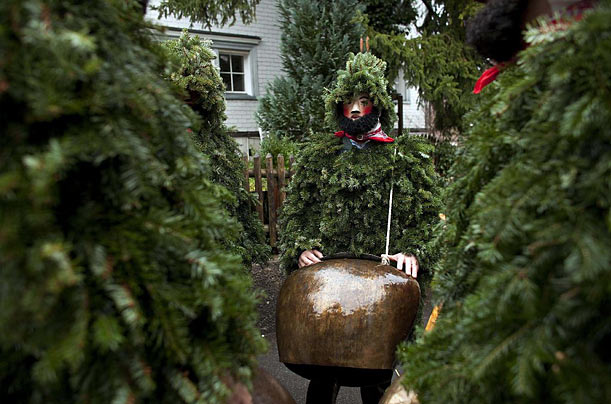 Local Traditions
St. Sylvester mummers perform in the village of Urnaesch in Switzerland. In a local custom, three groups of mummers,