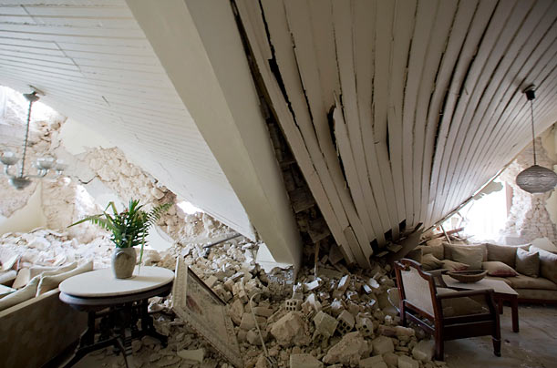 Smashed
The Haitian earthquake crushed this building in Port-au-Prince.