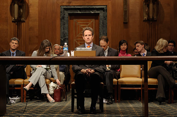 Grilling
Treasury Secretary Timothy Geithner waits to testify on Capitol Hill in Washington.