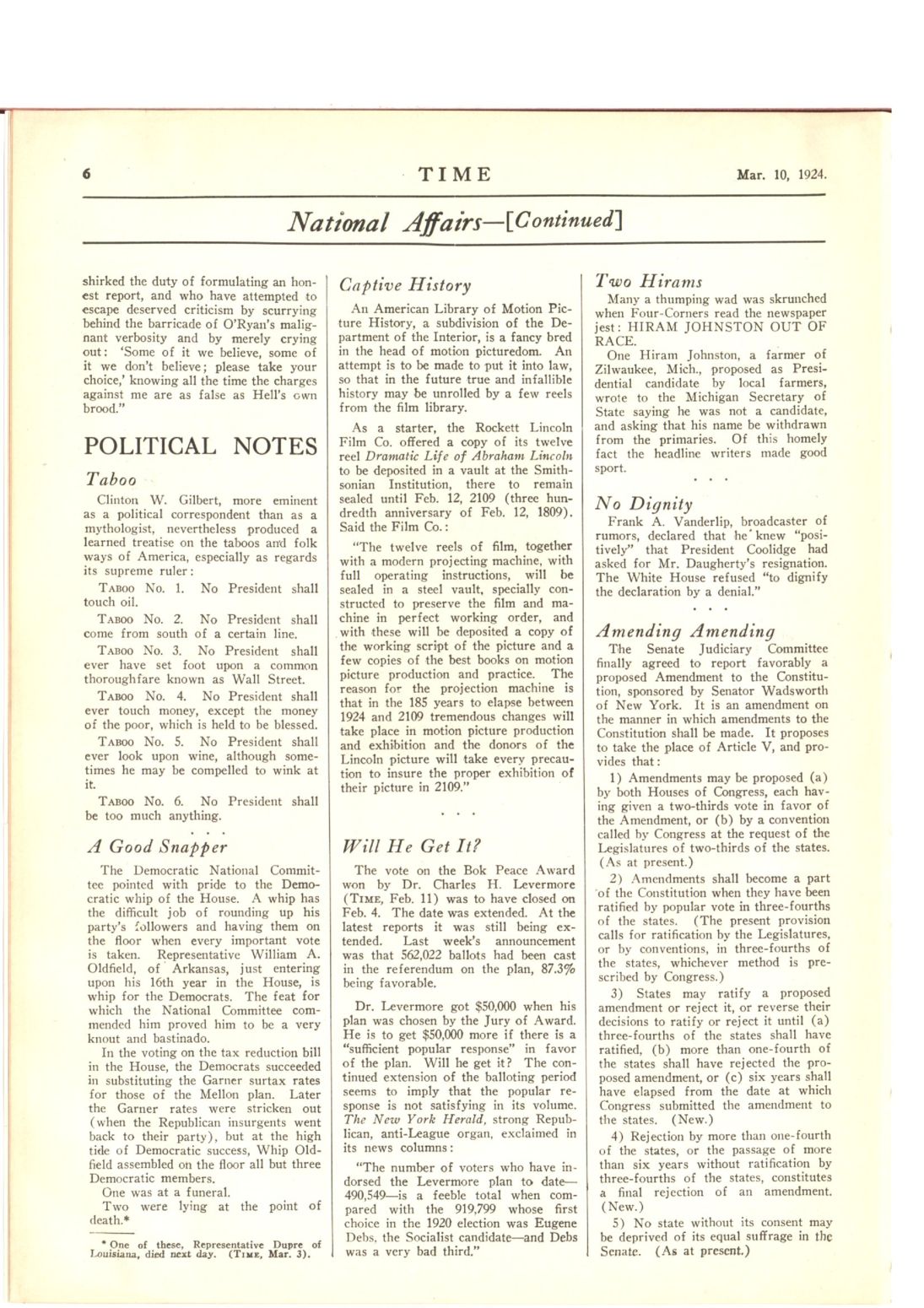 Page 7 - March 10, 1924, No. 10 - The Vault - TIME