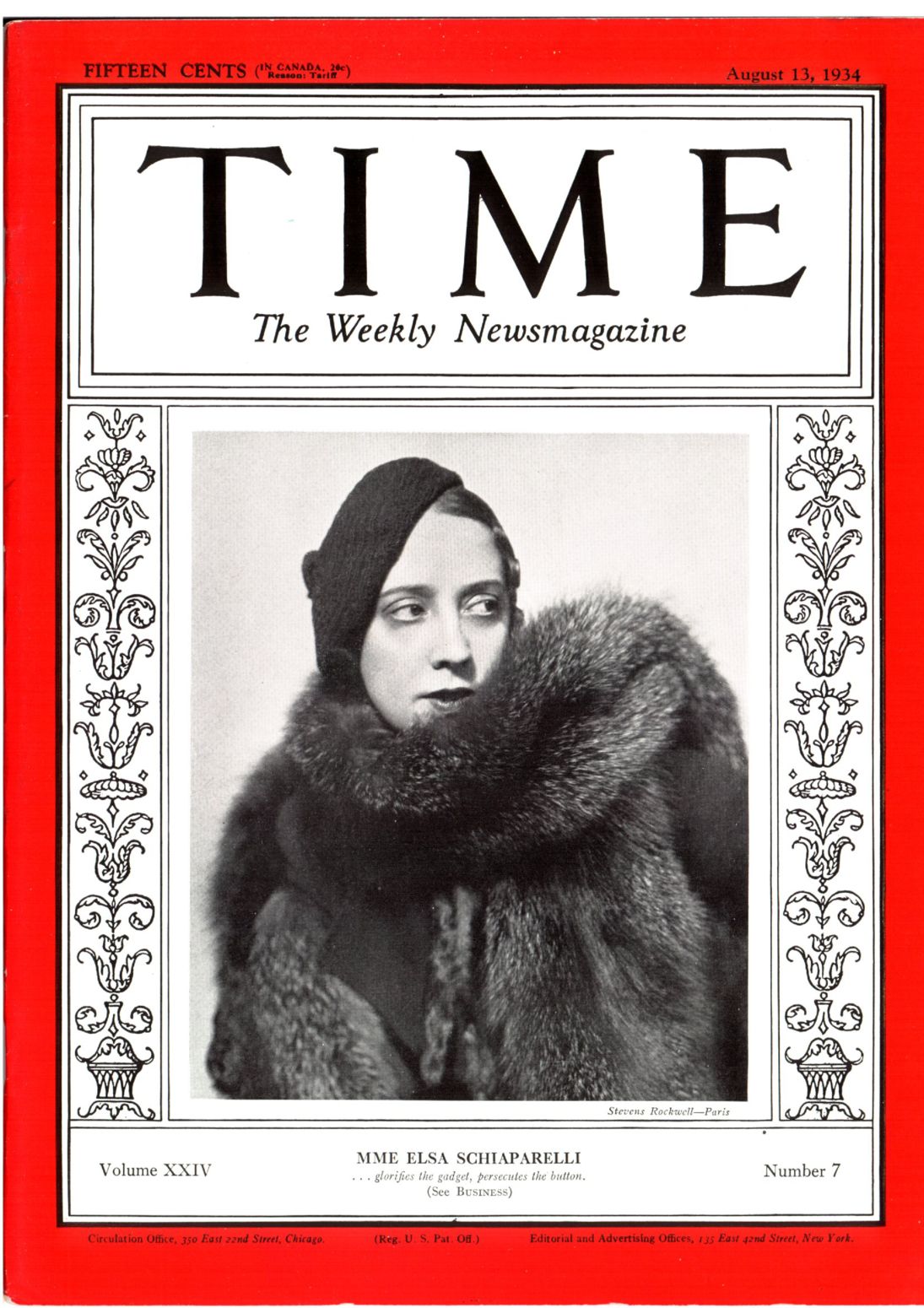 13 sierpnia 1934 Elsa Schiaparelli na okładce magazynu TIME